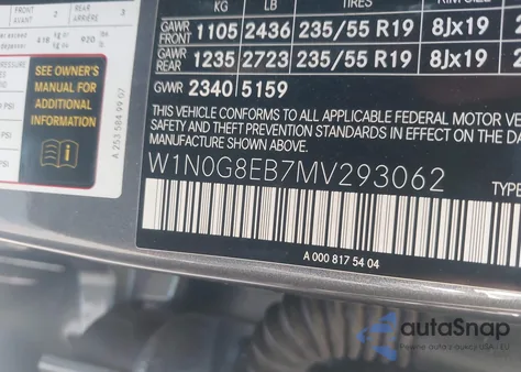 2021 Mercedes-Benz Glc 300 4Matic Suv из США, поврежденный, VIN W1N0G8EB7MV293062